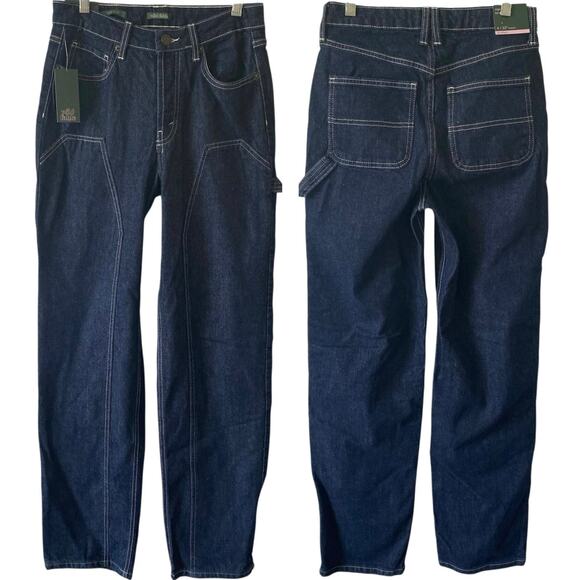 NEW WILD FABLE High Rise Straight Denim Jeans Size 0 Dark Blue Wash - Picture 1 of 6